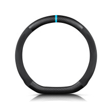 Ergocar D-shaped Carbon Fiber & Microfiber PU Leather Steering Wheel Cover Anti-slip Car Steering Wheel Protector Summer Breathable Sweat Absorbent S