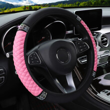 VidFair Steering Wheel Cover,Universal Size M 37-38cm /14.5-15inch Colorful Bling Crystal Rhinestones Auto Elastic Steering Wheel Protector for Women