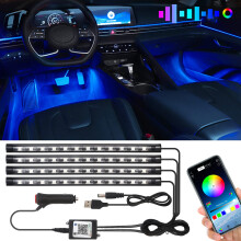 Keiurot Car Underglow Lights Led Strip for Cars USB with App Control RGB Multicolor Interior Lighting 12V Atmosphere Neon Under Dash Motorcycles Pack
