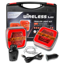 AOHEWEI Magnetic Wireless LED Trailer Tail Lights Set 12/24 V, Cable Free Waterproof Dynamic Rear Lights with Magnet ECE EMC Approved for Trailer, Lo