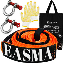 Easma 5M x 5cm Heavy Duty Recovery Towing Strap 10 Ton (22,000 Lbs) Towing Strap with 2 D Ring Reinforced Shackles for Truck, Trailer, Jeep, SUV, Ora