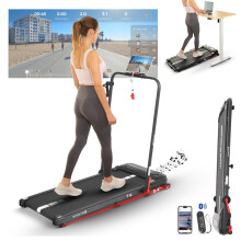 Sport24 Walking Pad Treadmill Foldable with Incline 120kg Capacity Bottle Holder App Speaker Under Desk Running Machine for Home with Handle LED Dis
