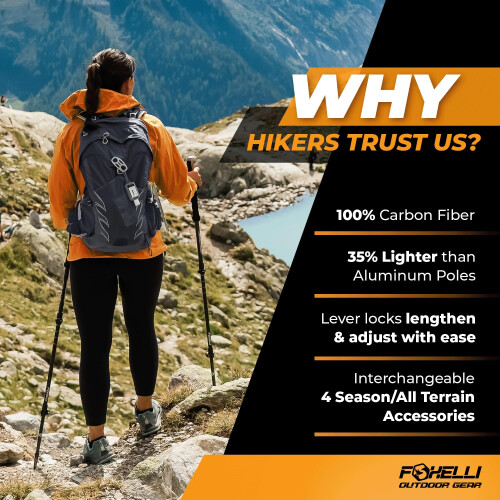 Foxelli Carbon Fiber Walking Poles – Collapsible Lightweight ShockAbsorbent 1