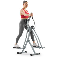 Sunny Health Fitness Elliptical Cross Trainer w LCD Monitor Air Walker Exercise Machines For Home Gym Workouts Grey 63L x 48W x 144H cm SFE902