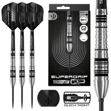 Harrows SuperGrip QP Bomb 90 Tungsten Darts Steel Tip Darts Set with Quick Point Change System Available in 23g and 25g Includes Supergrip Shafts