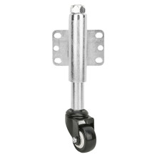 Rueda giratoria retráctil con resorte para puerta, altura ajustable y amortiguación, estructura de acero resistente, capacidad de carga de 110