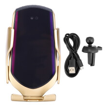 Draadloze autolader met automatische klemfunctie voor je telefoon, snel draadloos opladen, slimme automatische klemfunctie en 360 graden draaibaar.