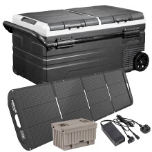 Portable Fridge Freezer/Cool Box 95L with 11.1V Battery, 230V Adaptor & 220W Solar Panel - DL177