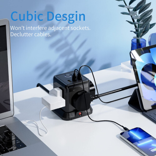 Cube Extension Lead with 3 USB Slots 13A 3250W Hul 2