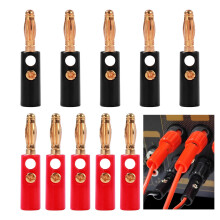 KenHLun 10Pcs Banana Plugs,4mm Gold Plated Speaker