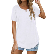 Magliette leggere da donna, maniche corte, vestibilità ampia, girocollo, casual, con tasca, orlo curvo, tessuto elasticizzato ultra morbido, comode