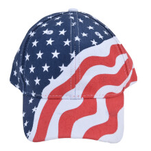 Cappellino da baseball patriottico con bandiera americana, visiera precurvata e cinturino in velcro regolabile per le celebrazioni del Giorno