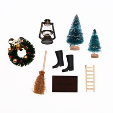 Guirlanda de Natal em miniatura para acessórios de casa de bonecas, enfeites delicados com elementos natalinos encantadores, design exclusivo feito