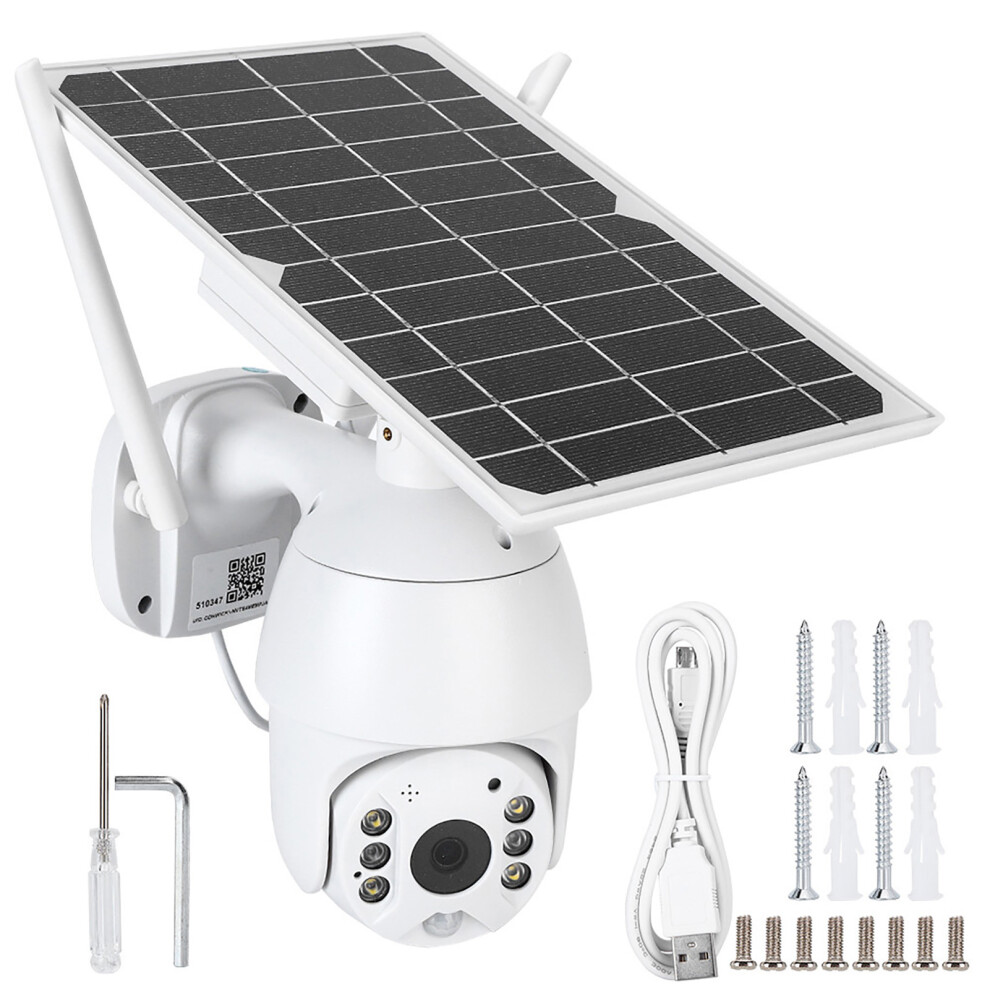 Solar Powered Outdoor Security Camera, Wireless Wifi Ptz Surveillance System With Pir Human Detection Ip66 Waterproof Night Vision Digital Zoom 9358999970141