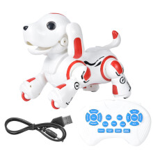 Programmerbar smart robothund for barn, interaktiv dans, fjernkontroll, robothundleke med LED-øyne, oppladbart batteri, stemmekommandostyrt