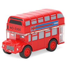 Ônibus de brinquedo colecionável em metal fundido, com funções realistas como luzes e música, mecanismo de fricção para longos percursos,