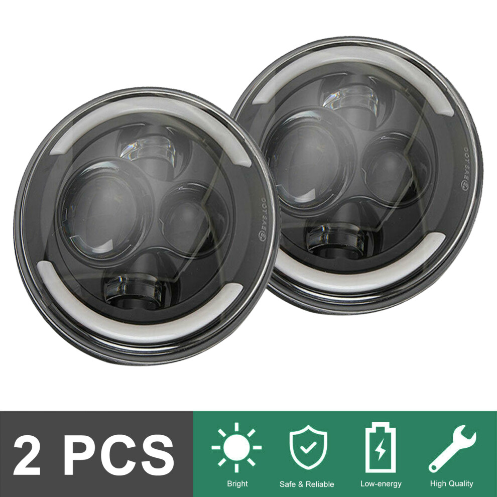 Led Headlights For Jeep Wrangler Halo Angel Eye Ring Drl Turn Signal High Low Beam Die Cast Aluminum Housing Waterproof Ip67 Shockproof Amber/Light 9358999972756