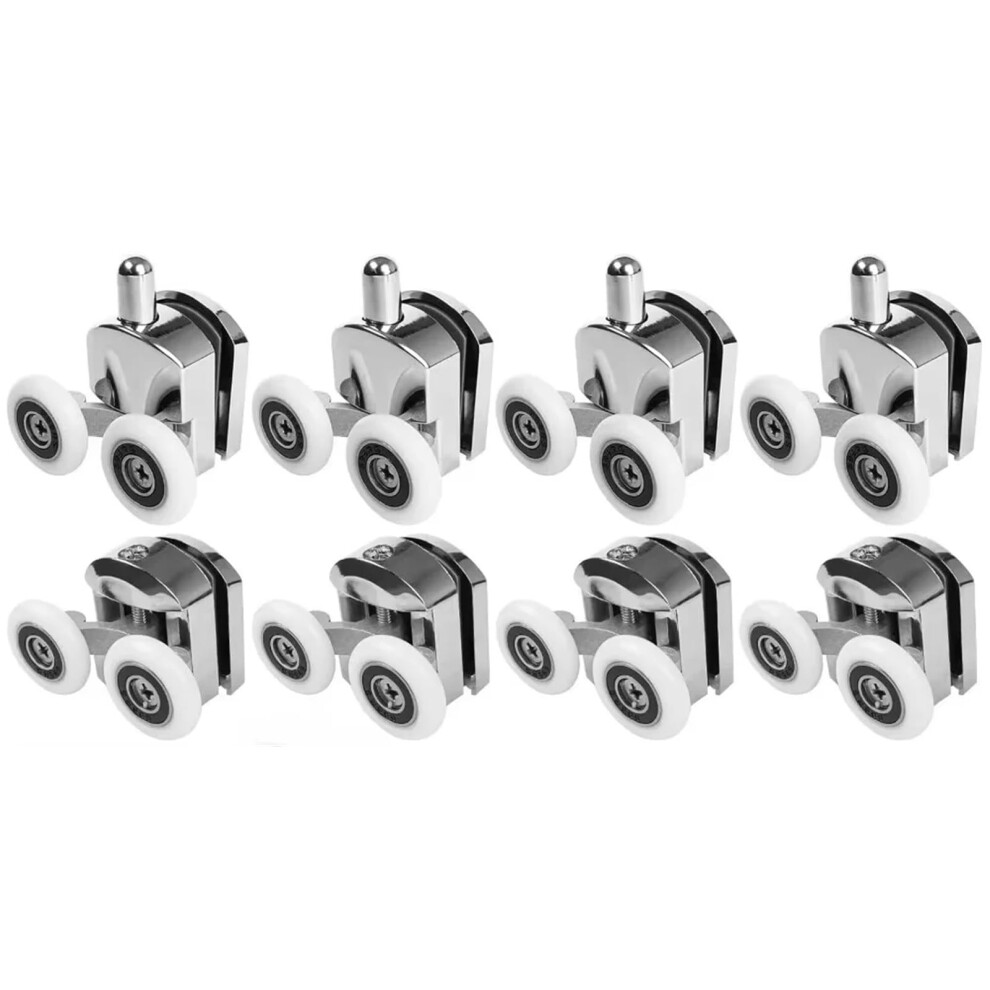 Shower Door Rollers Double Wheel Sliding Pulley Set For Bathroom Glass Cabin 8Pcs 23Mm Replacement 9365369740082