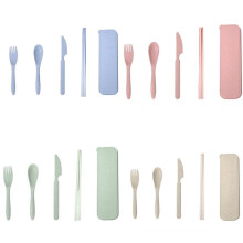 Set di posate riutilizzabili ecocompatibili con custodia, adatte al microonde e alla lavastoviglie, design leggero, chiusura a scatto, stoviglie da
