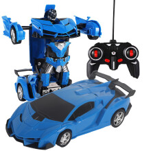 Verwandelbares Roboter-Spielzeugauto mit Fernbedienung für Kinder – Zwei-in-Eins-Spielzeugauto mit Blinklicht und 360-Drehung, Universalrädern