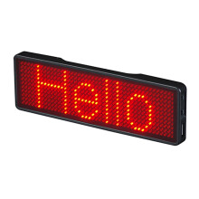 Stílusos LED névcímke kiállításokra, újratölthető akkumulátorral, vezeték nélküli kapcsolattal, Bluetooth programozással, többnyelvű