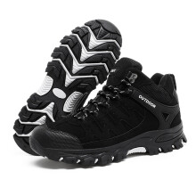 Men's Waterproof Hiking Boots Wide Fit Breathable NonSlip Trekking Shoes Black 8.5 UK