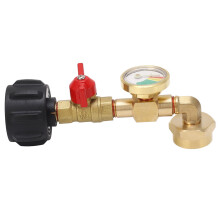Propane Tank Gauge and Refill Adapter with Pressure Gauge, QCC1 to 1LB Kit, Brass, OnOff Valve