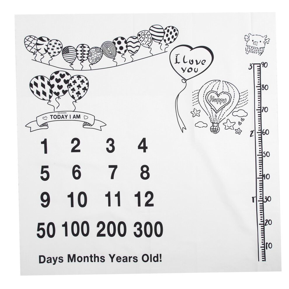 Growth Chart Milestone Blanket With Boho Garland Design, Printed Muslin Monthly Blanket Featuring Movable Felt Frame And Soft Organic Cotton Fabric