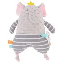 Knuffeldekentje voor baby's, rustgevend knuffeldier met kleurrijke labels, zacht en veilig materiaal dat de fijne motoriek van baby's bevordert.