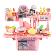 Juego de cocina infantil con vapor y luces realistas, cocina de juguete interactiva con sistema de circulación de agua para juegos de rol