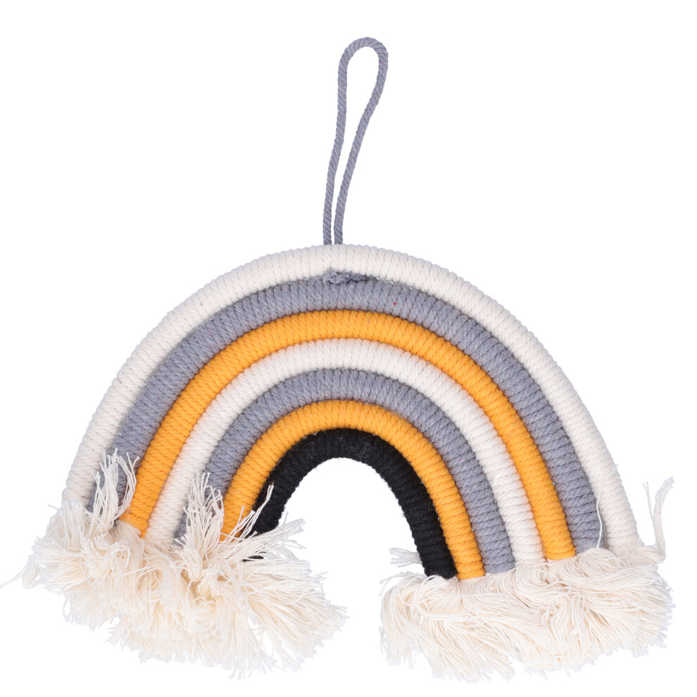 Handcrafted Rainbow Wall Hanging, Macrame Wall Hanging Boho Decor, Nursery Room Decor with Natural Materials for Kids Living Room, Soft Cotton Rope