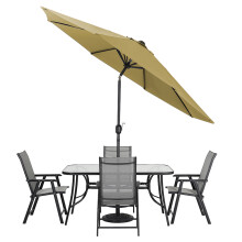 Garden Sanctuary 3M Patio Banana Umbrella w/ 10KG Floral Base, Taupe