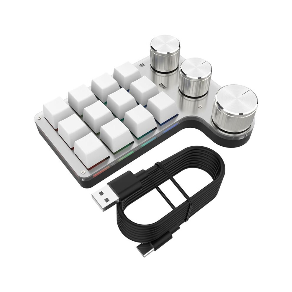 Programmable Diy Mechanical Keyboard Rgb 12 Keys 3 Knob Custom Macro Keypad Usb Hotswap Keyboard White 4713499995868