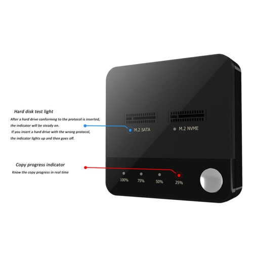 M.2 /NVMe Dual-Bay Hard Drive Docking Station Clone Duplicator Offline Clone M.2 Cloner Data with LED Indicator 2