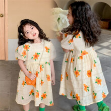 Sommerkleid für kleine Mädchen, atmungsaktives Baumwollkleid mit Rüschenärmeln, A-Linien-Kleid, superweicher Stoff, Boho-Blumenmuster, bequemer