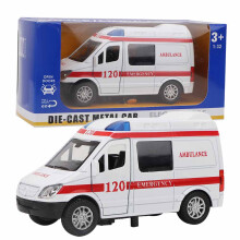 Veicolo di emergenza giocattolo con effetti sonori e luminosi, ruote a frizione, luci a LED, ambulanza di soccorso in plastica resistente per bambini