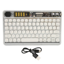 Teclado Bluetooth sem fio para escritório e casa, teclado mecânico com design ergonômico e teclas redondas retrô, compatível com Windows, Mac e