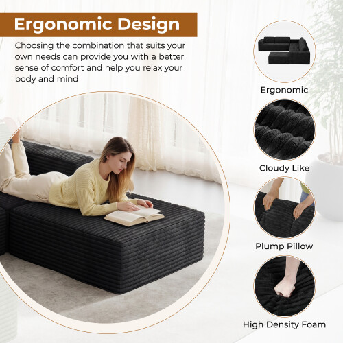 Three-Seater DIY Combination Corduroy Sofa 1