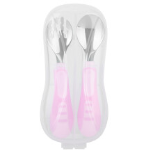 Conjunto de talheres infantis em aço inoxidável, livre de BPA, com cabos antiderrapantes, colher funda, tigela e estojo de transporte. Utensílios