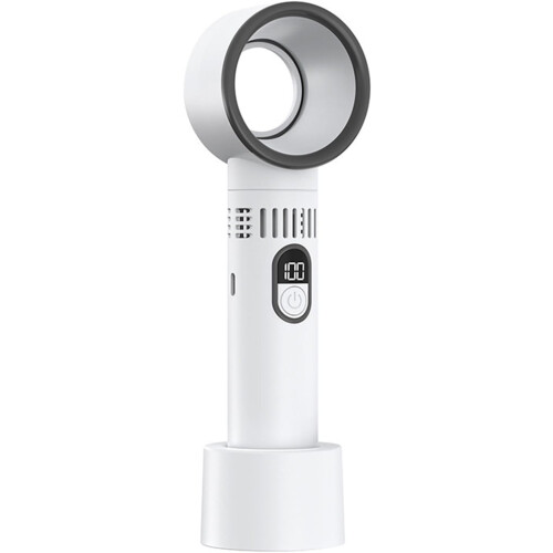 Bladeless Fan USB Rechargeable Quiet 30dB 8H Runtime Rapid Cooling Handheld Desk White 2
