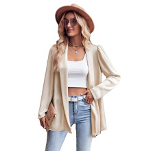 Lässiger Langarmblazer für Damen, einfarbiger Strickblazer mit Reversknopf, schmal geschnitten, offener Stretch- und Komfort-Büromantel, tailliert