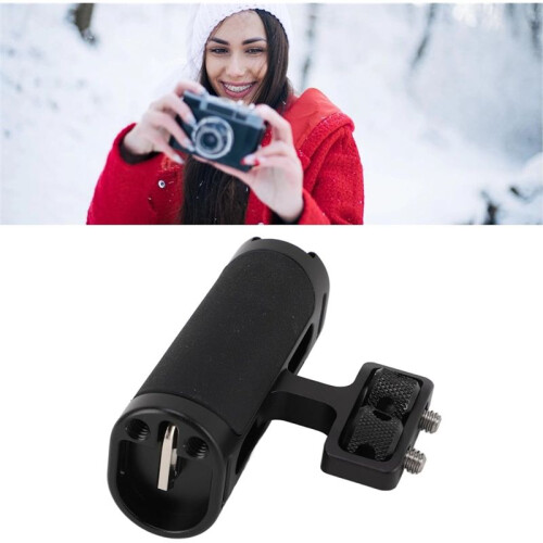 and Down Adjustable Left Right Handle Handgrip for Camera Cage Side Handle Grip with 1/4 Screw and Cold Shoe Mount 2