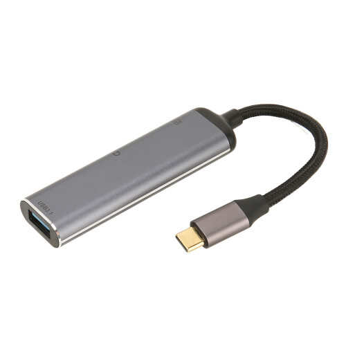 Σταθμός σύνδεσης USB C με υποδοχή μικροφώνου και έξοδο ακουστικών, διανομέας USB 5 σε 1