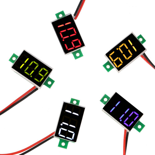 DC Voltage Tester Mini Digital Voltmeter LED Display High Precision Two Wire Connection Battery Monitor with Stable Performance Panel Mount - 5PCS