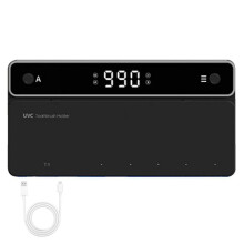 Porte-Brosse à Dents Mural, Fonction Minuterie, Rechargeable, Sans Fil, pour Salle de Bain, Noir