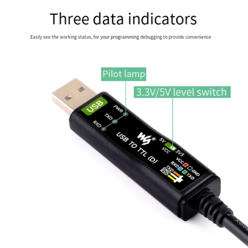 Waveshare Cavo per Modulo Seriale Industriale da USB A TTL (D) FT232RNL 300bps-3Mbps per Modulo di Debug Della Porta Seriale Raspberry Pi 5 2