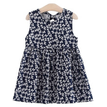 Ærmeløs blomsterkjole til piger, sommer, afslappet boheme-stil, flæse- og sløjfekjole i hør, rygløs design til påskekjoler, 100% bomuld