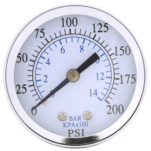 Tlakoměr pro palivo, vzduch, olej, vodu, psi bar, dvojitá stupnice, boční mini tlakoměr s dvojitou stupnicí 0-4 bar / 0-60 psi, trubkový