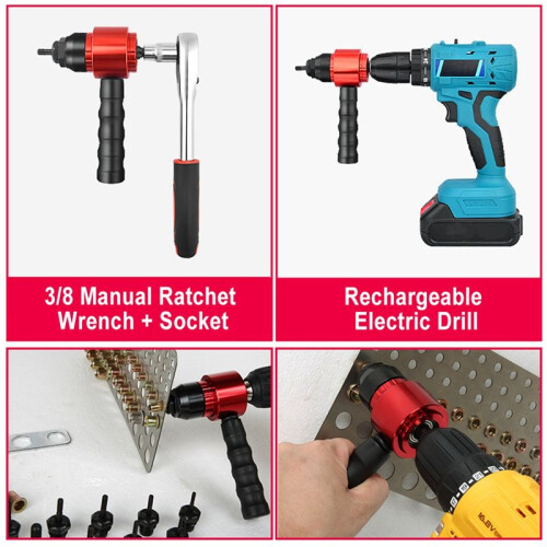 Detachable Manual Electric Rivet Nut Tool Conversion Accessorie Hand Rivet Nut Tool Set Electric Pneumatic Rivet Machine 2