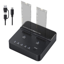 NVME SolidState-Diskduplikator Dubbelfacks M.2 SSD-Dockningsstation Läs- och Skrivfunktion 20 Gbps Offline-Kopiering Klon- och Duplikator (EU)
